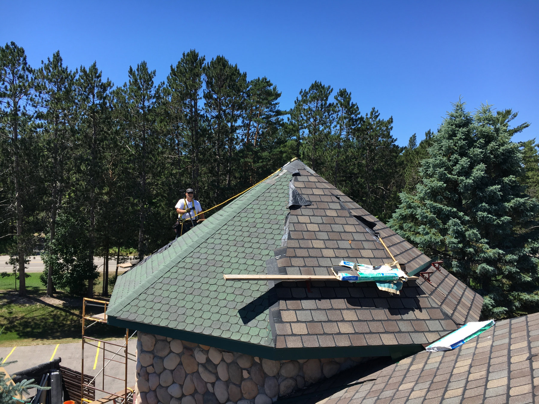 Asphalt shingles before and after